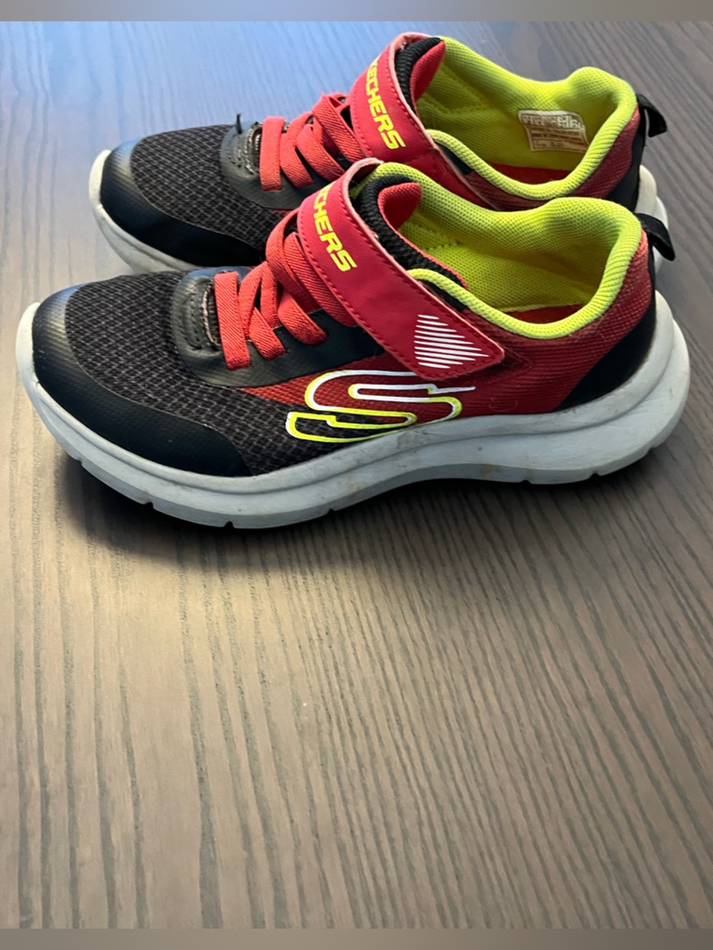 Skechers Kids Black, Red & Neon Yellow Athletic Sneakers